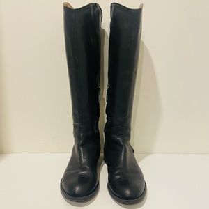 Black knee high leather boots